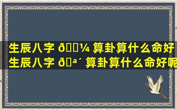 生辰八字 🐼 算卦算什么命好「生辰八字 🪴 算卦算什么命好呢」